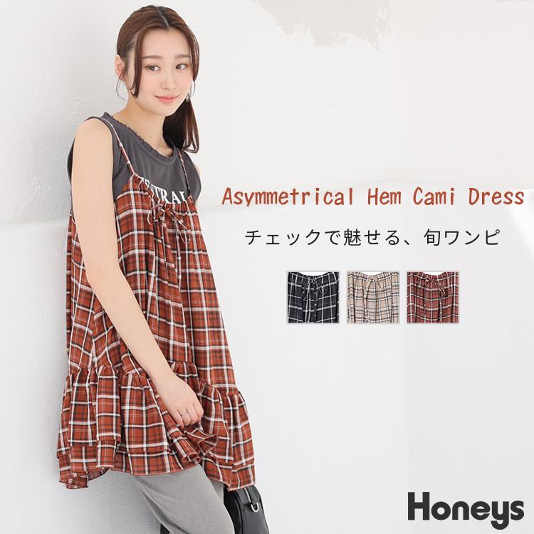 Honeys（ハニーズ） ワンピース キャミワンピース ミニ丈 チェック柄