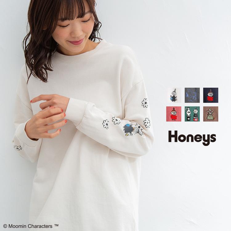 トップス チュニック 長袖 スウェット 裏毛 綿 刺繍 プリント ラフ おしゃれ レディース 秋 Honeys ハニーズ ムーミン/チュニック :5010117766:ハニーズ !店 通販 チュニックの長袖