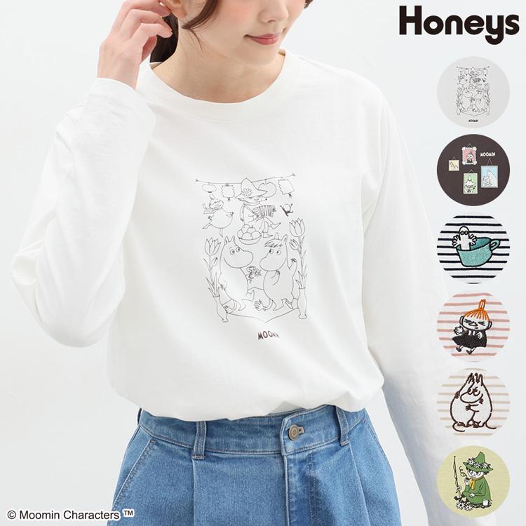 トップス カットソー 長袖 キャラクター ムーミン 白 ボーダー Tシャツ 