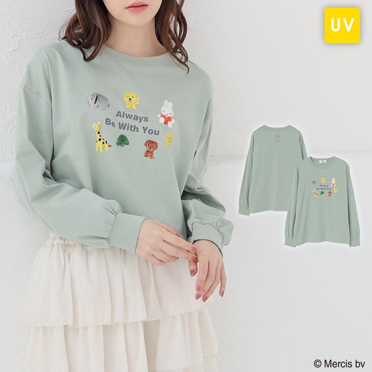 トップス Tシャツ ロンＴ 長袖Tシャツ カットソー 長袖 コットン 綿 UVカット ミッフィー レディース Honeys ハニーズ ミッフィー／ゆるＴシャツ