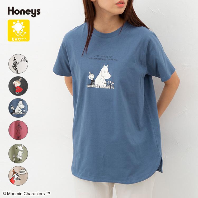 トップス チュニック 半袖 イラストプリント 綿 Uvカット ラフ おしゃれ レディース 夏 Honeys ハニーズ ムーミン ゆるチュニック ハニーズ Yahoo 店 通販 Yahoo ショッピング