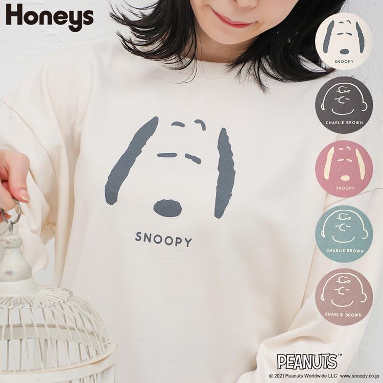 トップス トレーナー スウェット 長袖 イラストプリント おしゃれ 冬 スヌーピートレーナー Honeys ハニーズ レディース 22新発 秋