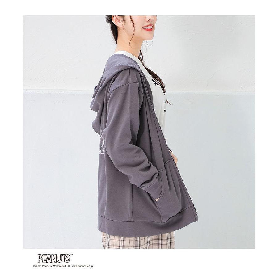 トップス ジップパーカー 長袖 ロゴ イラストプリント おしゃれ 品多く レディース 980円 ハニーズ Honeys 冬 秋 スヌーピージップパーカー 2