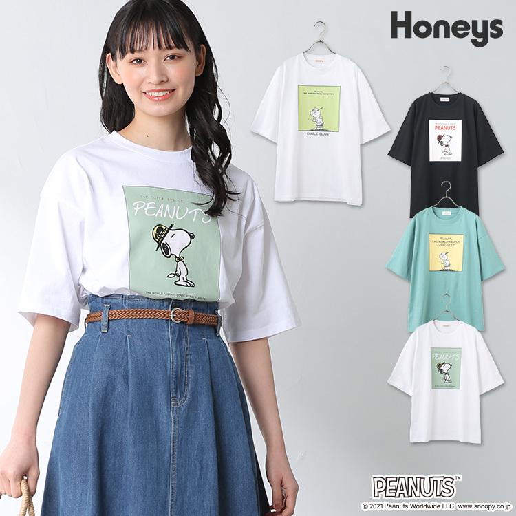 トップス Tシャツ 半袖 ビッグプリント ロゴ 綿 コットン ゆったり おしゃれ レディース 春 夏 Honeys ハニーズ スヌーピーｔシャツ ハニーズ オンラインショップ 通販 Paypayモール
