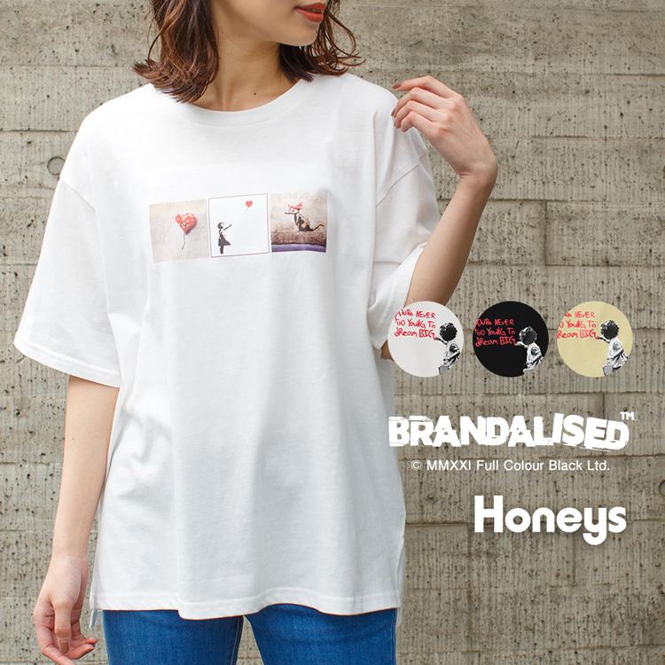 トップス Tシャツ 半袖 グラフィティフォト ゆったり おしゃれ カジュアル レディース 春 夏 Honeys ハニーズ プリントｔ バンクシー ハニーズ オンラインショップ 通販 Paypayモール
