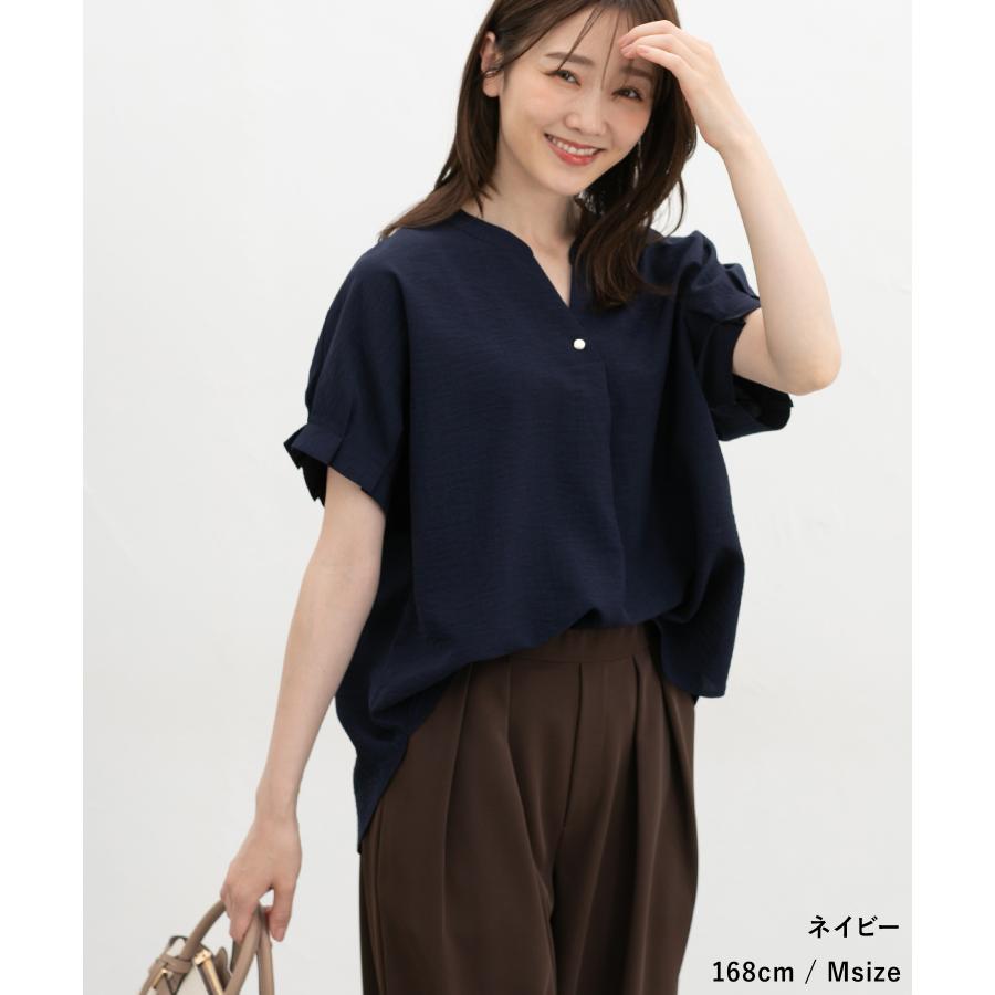 【SUKALA】フロントタックフレンチスリーブトップス　カップ付き　半袖　ウエア Honeys（ハニーズ） トップス ブラウス 半袖 ハニさら オフィス きれい