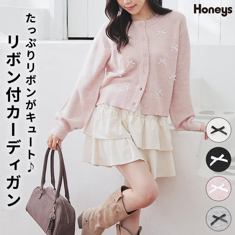 Honeys（ハニーズ） トップス 長袖 リボン付き 再生ポリエステル 軽
