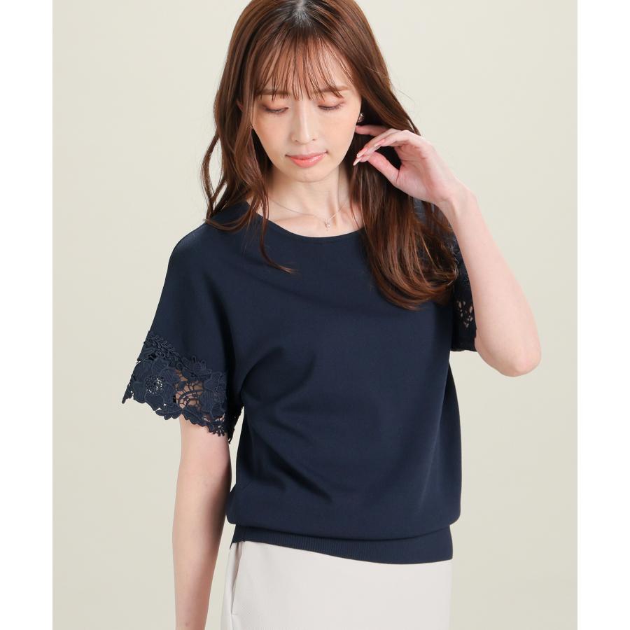 45R ニットレース半袖Tシャツ Honeys（ハニーズ） トップス ニット セーター 半袖 美冷 UVカット
