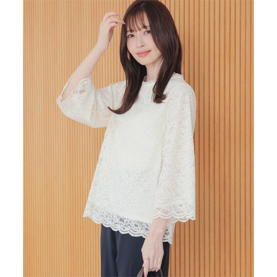 Honeys（ハニーズ） トップス カットソー レース 8分袖 スカラップ