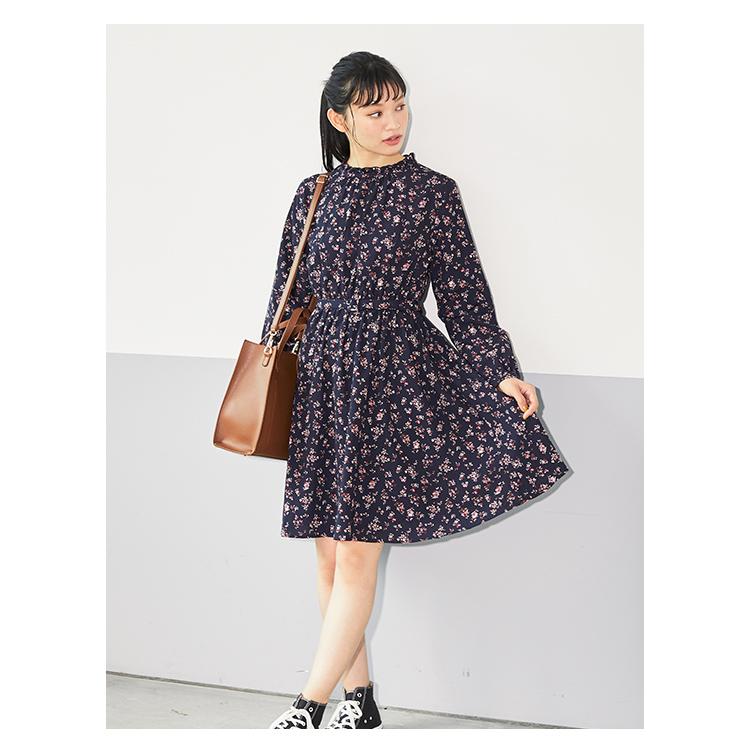 ワンピース レディース 上品 ひざ丈 ミディ 長袖 花柄 秋 秋新作 Sale セール Honeys ハニーズ ハイネックワンピース Web限定llサイズ有 ハニーズ Yahoo 店 通販 Yahoo ショッピング