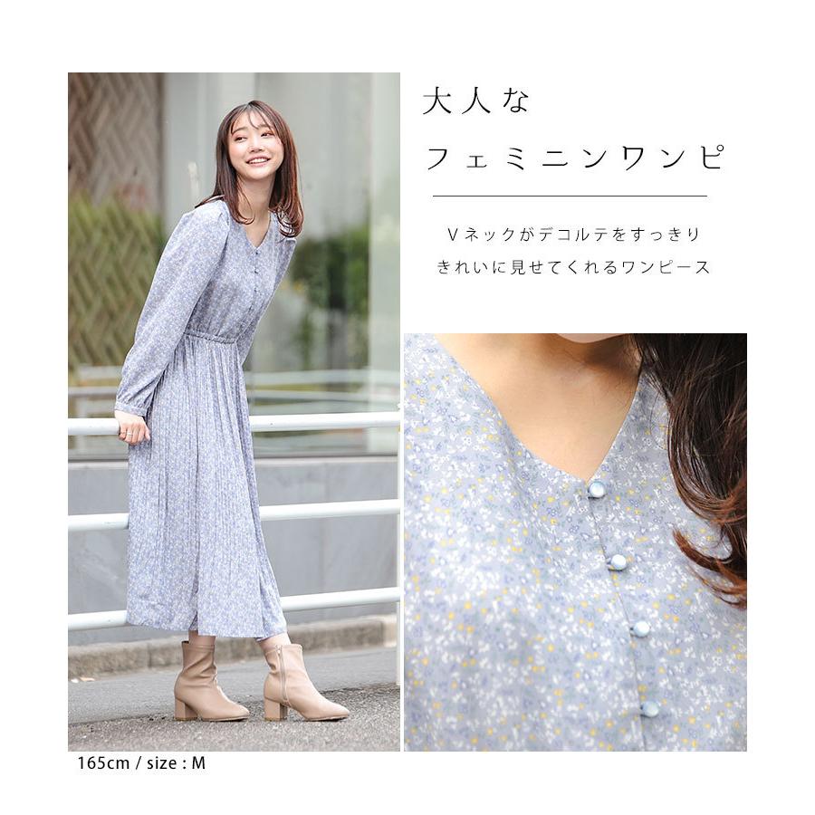ワンピース Vネック 長袖 花柄 レディース 冬 春 Sale セール Honeys ハニーズ ｖネックワンピース Web限定llサイズ有 ハニーズ Yahoo 店 通販 Yahoo ショッピング