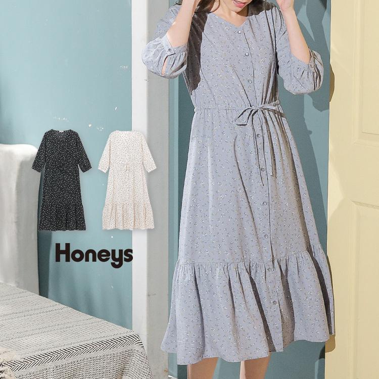 ワンピース ロング丈 ７分袖 花柄 ティアード レディース 春 Sale セール Honeys ハニーズ ティアード切替ワンピース Web限定llサイズ有 ハニーズ Yahoo 店 通販 Yahoo ショッピング