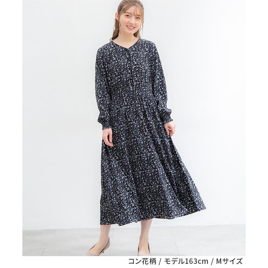 Honeys ワンピース ロングワンピ ロング丈 長袖 Vネック 花柄 Honeys ワンピース ロングワンピ ロング丈 長袖 Vネック 花柄
