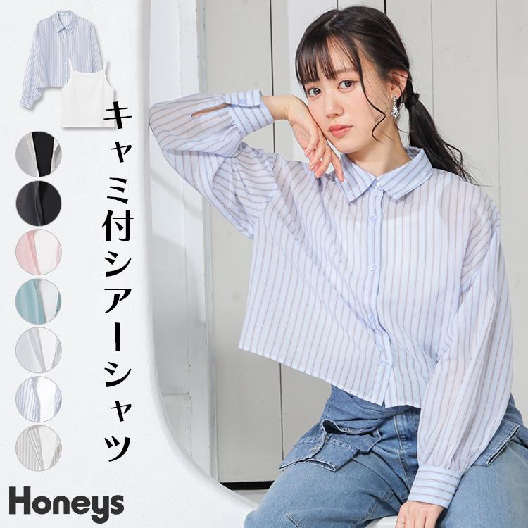 Honeys（ハニーズ） トップス シャツ ブラウス 長袖 シアーシャツ