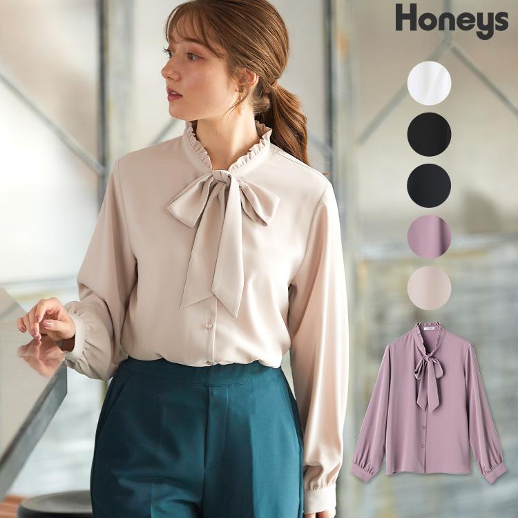 トップス ブラウス 長袖 ボウタイ フリルネック レディース 秋 Honeys ハニーズ リボンボウタイブラウス ハニーズ Yahoo 店 通販 Yahoo ショッピング