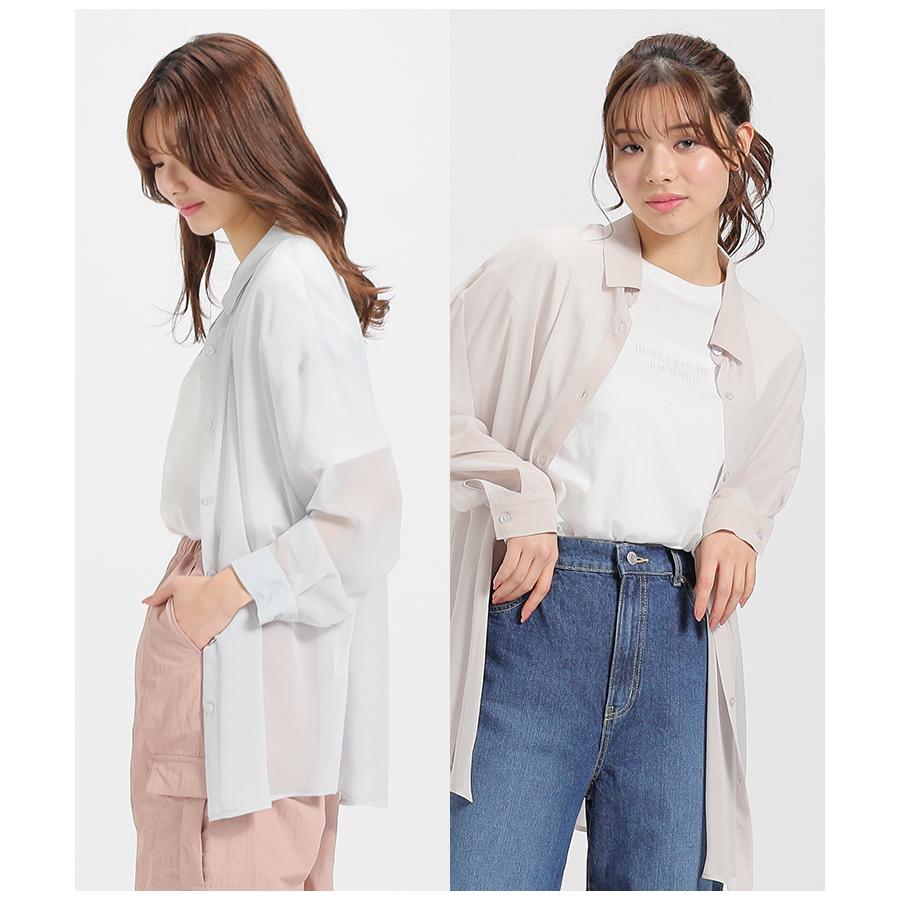 Honeys シャツ ブラウス 長袖 シアー Tシャツ セット 羽織り 白 Honeys シャツ ブラウス 長袖 シアー Tシャツ セット 羽織り 白