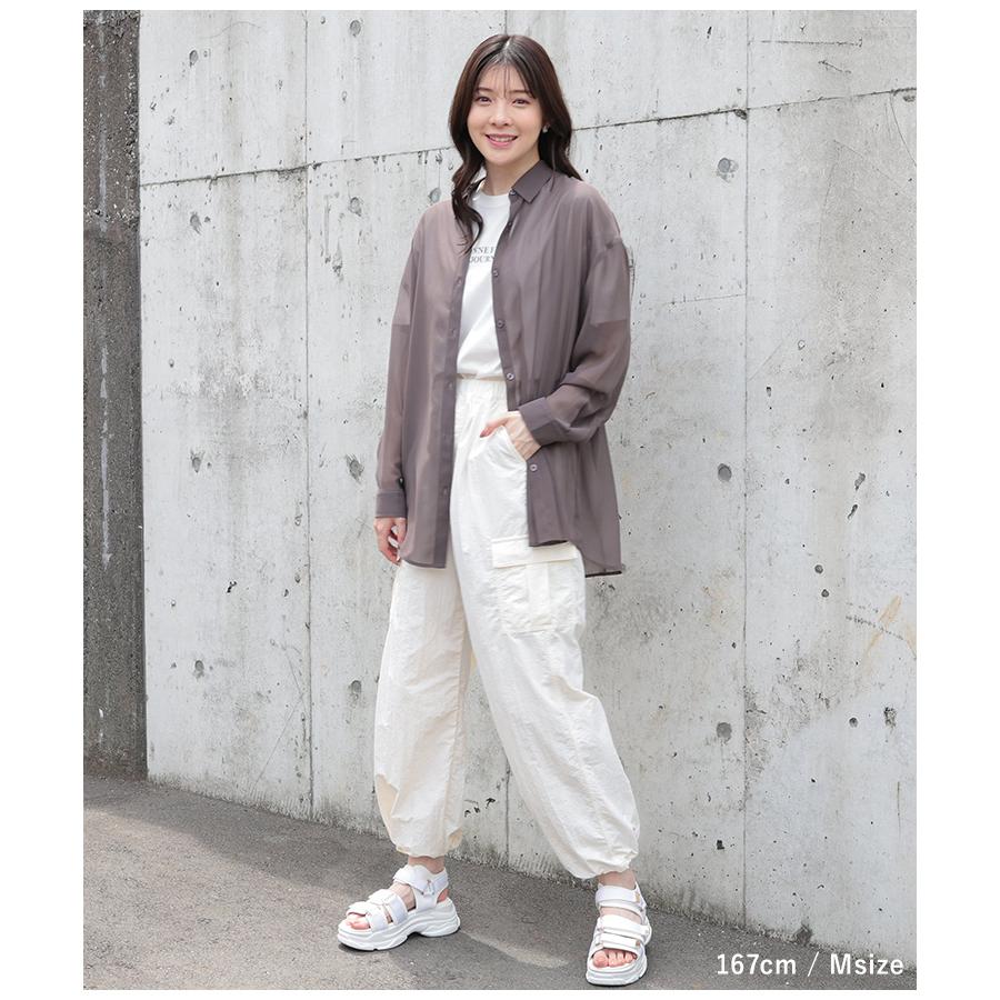 Honeys シャツ レディース ブラウス 透け感 ゆったり 春 夏 T
