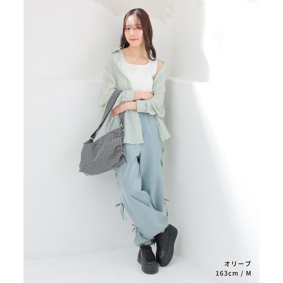 マルモア ストライプシアーシャツ + タンクトップ size 36 ベージュ Honeys（ハニーズ） トップス シャツ ブラウス 長袖 無地 ストライプ柄