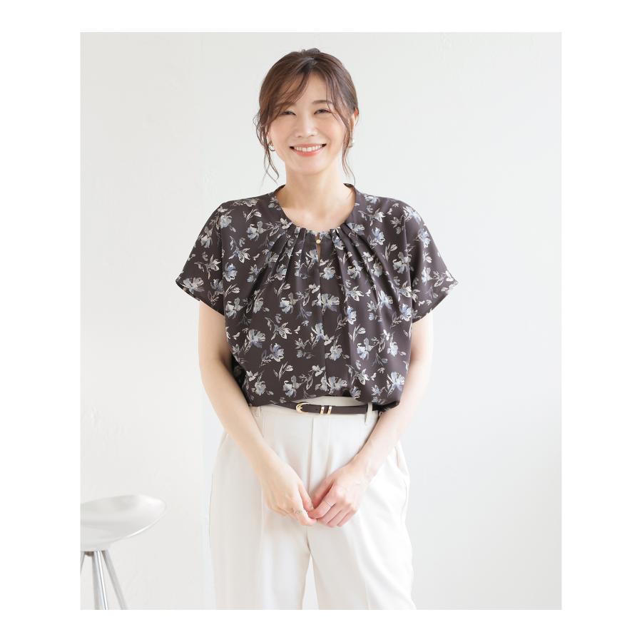 Honeys（ハニーズ） トップス ブラウス 半袖 タック フレンチスリーブ