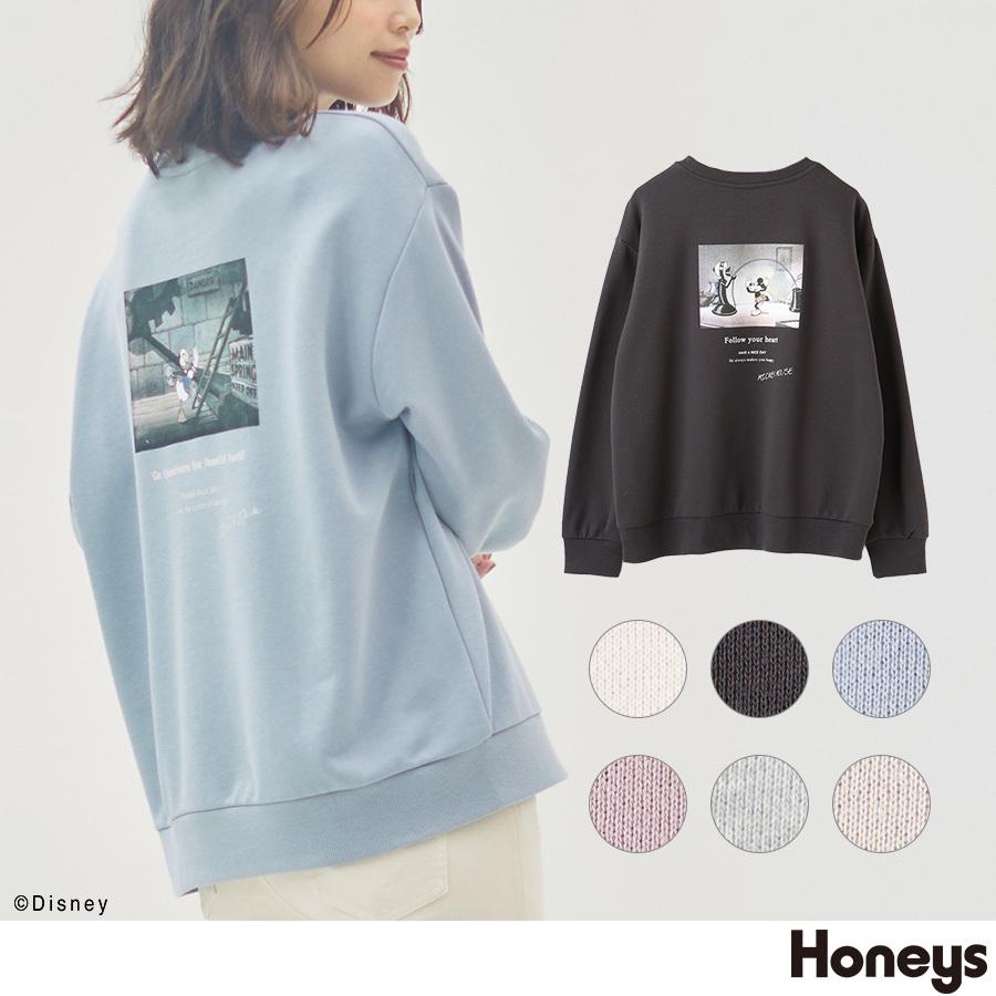 トップス 可愛いクリスマスツリーやギフトが トレーナー 長袖 イラストプリント ロゴ レディース Honeys 秋 冬 ディズニー ハニーズ