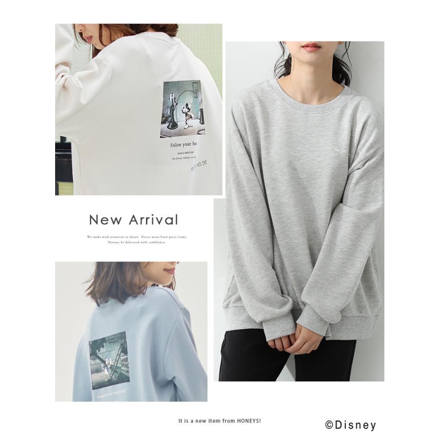 トップス トレーナー 長袖 イラストプリント ロゴ レディース 秋 Honeys 冬 公式通販 ハニーズ ディズニー