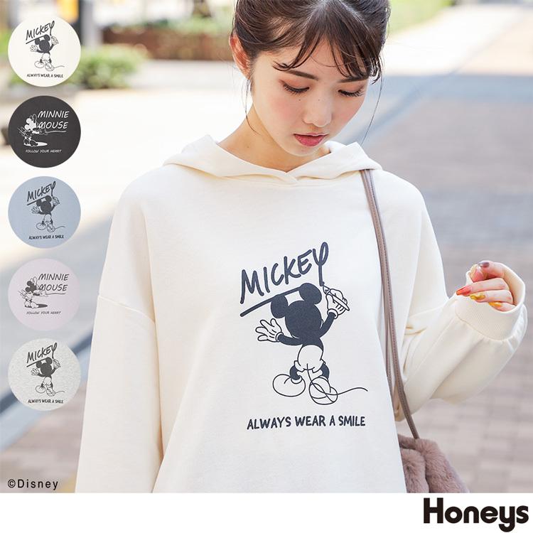 トップス パーカー 裏毛 スウェット イラストプリント ロゴ シック レディース 秋 冬 Sale セール Honeys ハニーズ ディズニー 96 以上節約