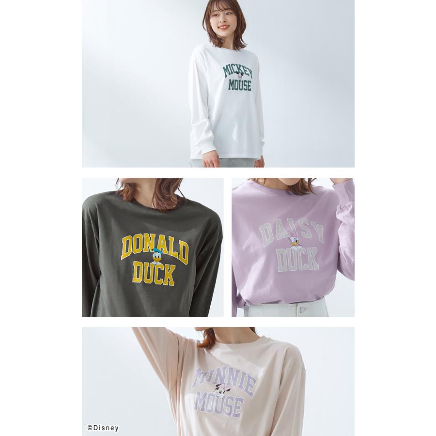 トップス Tシャツ Honeys イラストプリント カレッジロゴ ディズニー ハニーズ レディース 春 長袖 ｔシャツ ネットワーク全体の最低価格に挑戦 長袖