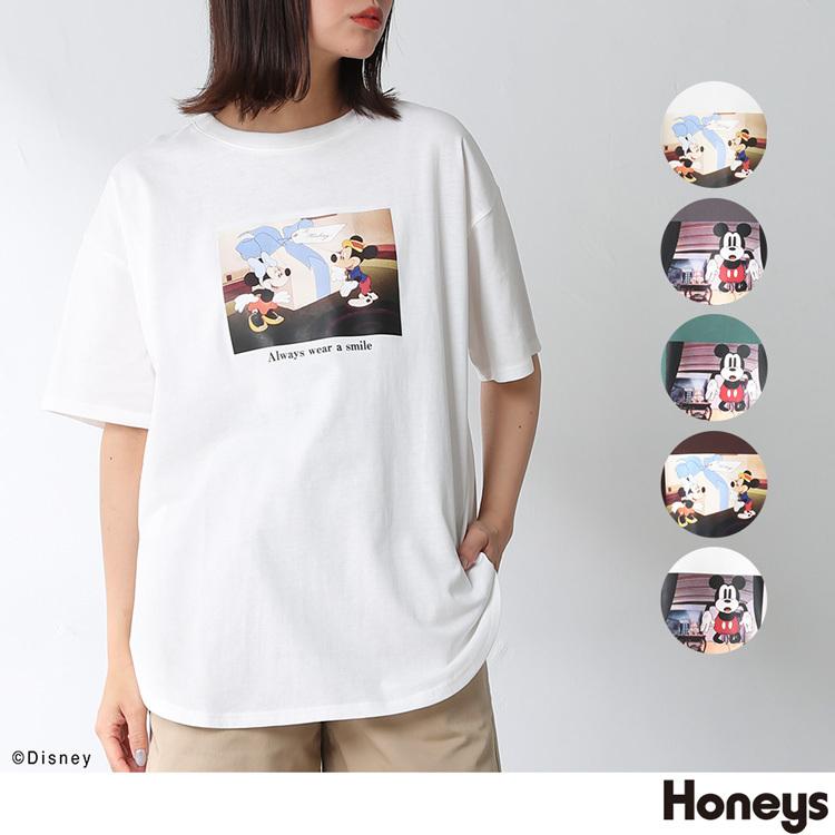 トップス Tシャツ 半袖 プリント 裾ラウンド ゆったり レトロ おしゃれ レディース 春 Sale セール Honeys ハニーズ ｔシャツ ディズニー ハニーズ Paypayモール店 通販 Paypayモール