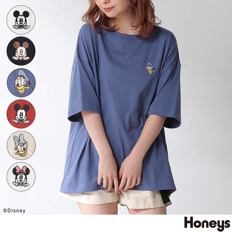 トップス Tシャツ 半袖 ワンポイント 刺繍 バックロゴ レディース 夏 Sale セール Honeys ハニーズ ｔシャツ ディズニー Web限定llサイズ有 ハニーズ Paypayモール店 通販 Paypayモール