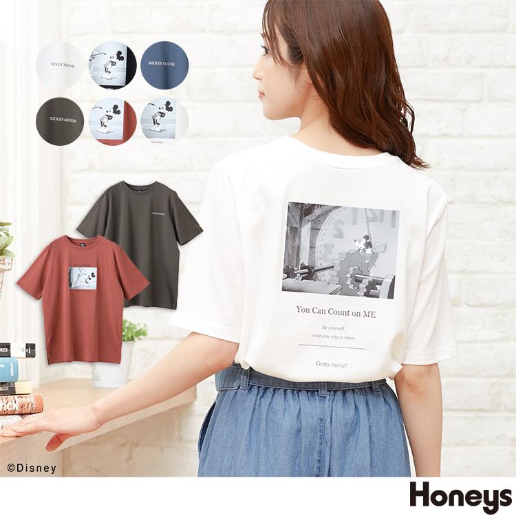 トップス ｔシャツ 半袖 綿混 レトロ プリントｔシャツ レディース 夏 秋 Sale セール Honeys ハニーズ ｔシャツ ミッキー ハニーズ Paypayモール店 通販 Paypayモール