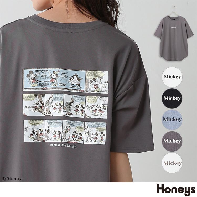 トップス ｔシャツ イラストプリント 綿混 ラウンドヘム ゆったり おしゃれ レディース 夏 Honeys ハニーズ ｔシャツ ディズニー ハニーズ Paypayモール店 通販 Paypayモール