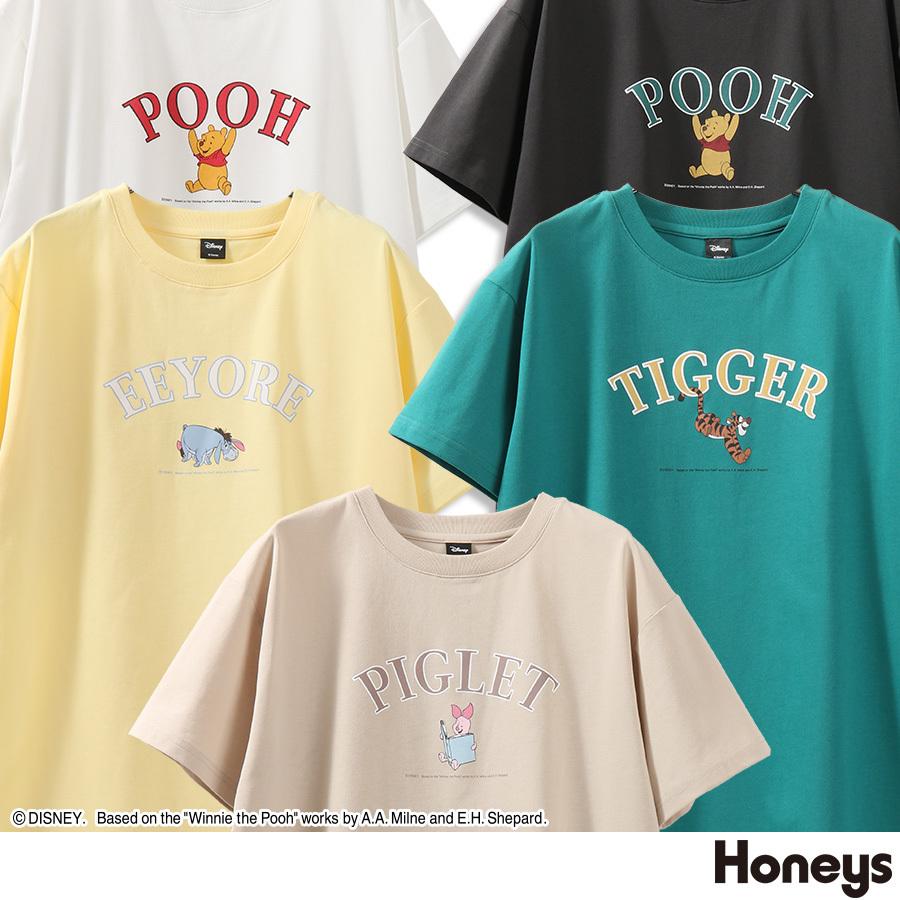 トップス Tシャツ 半袖 イラストプリント ロゴ ゆったり おしゃれ レディース 春 夏 Honeys ハニーズ プーさん