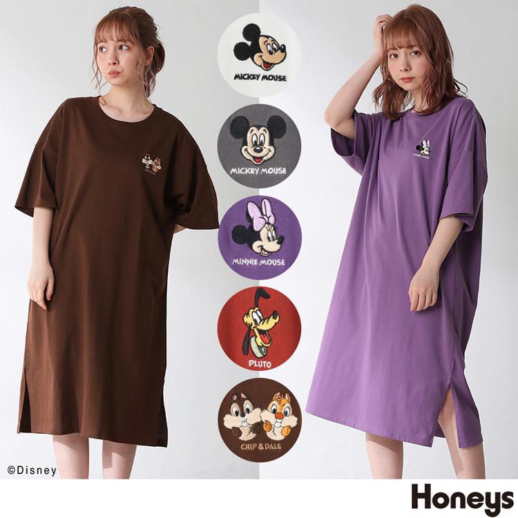 ワンピース Tシャツワンピ 半袖 刺繍 ワンポイント レディース 夏 Honeys ハニーズ ワンピース ディズニー Web限定llサイズ有 ハニーズ Paypayモール店 通販 Paypayモール