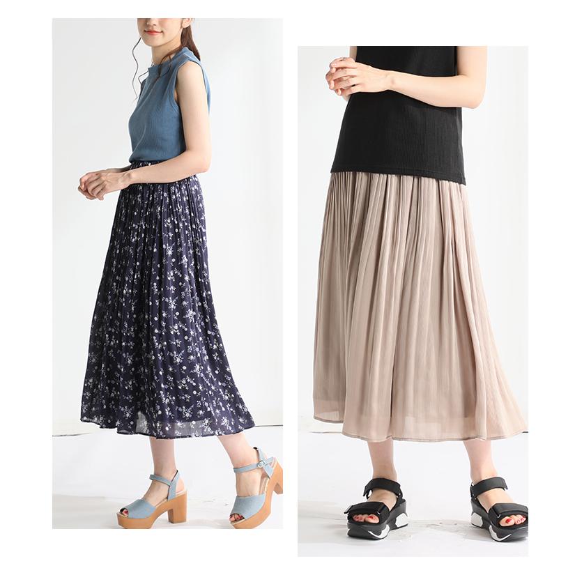 スカート ロング マキシ 柄 花柄 無地 プリーツ サテン 夏 秋 夏新作 Honeys ハニーズ ロングスカート Web限定llサイズ有 ハニーズ オンラインショップ 通販 Paypayモール