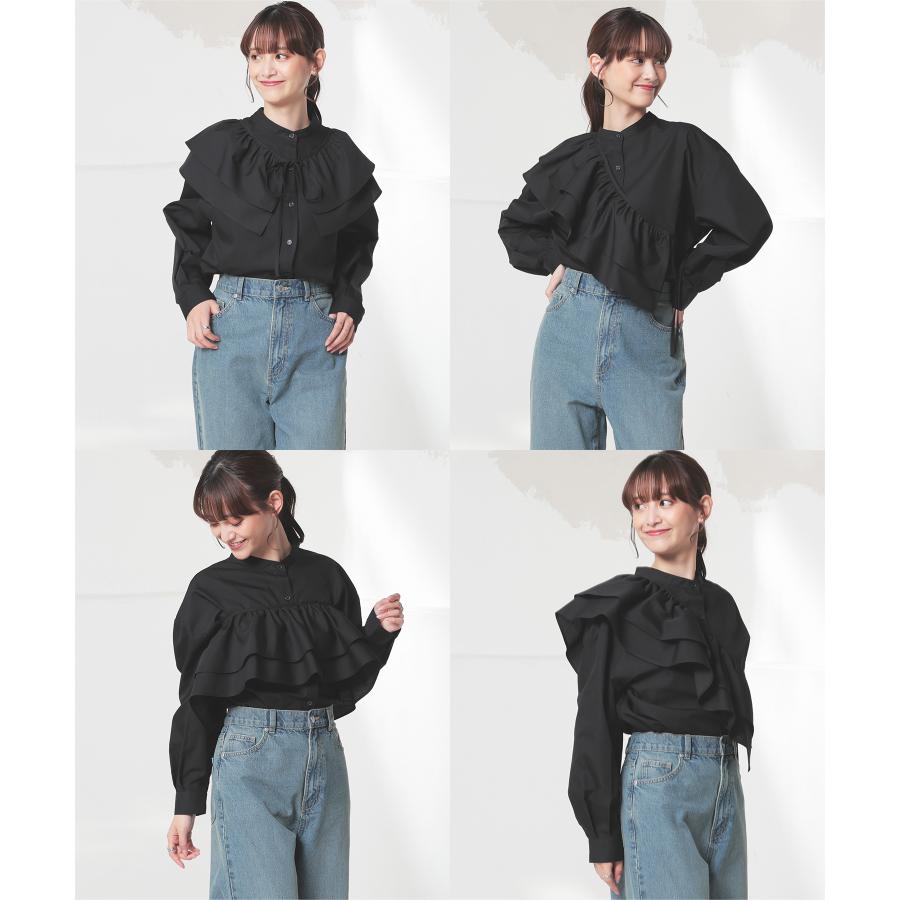 Honeys（ハニーズ） トップス ブラウス 長袖 3way フリル リボン
