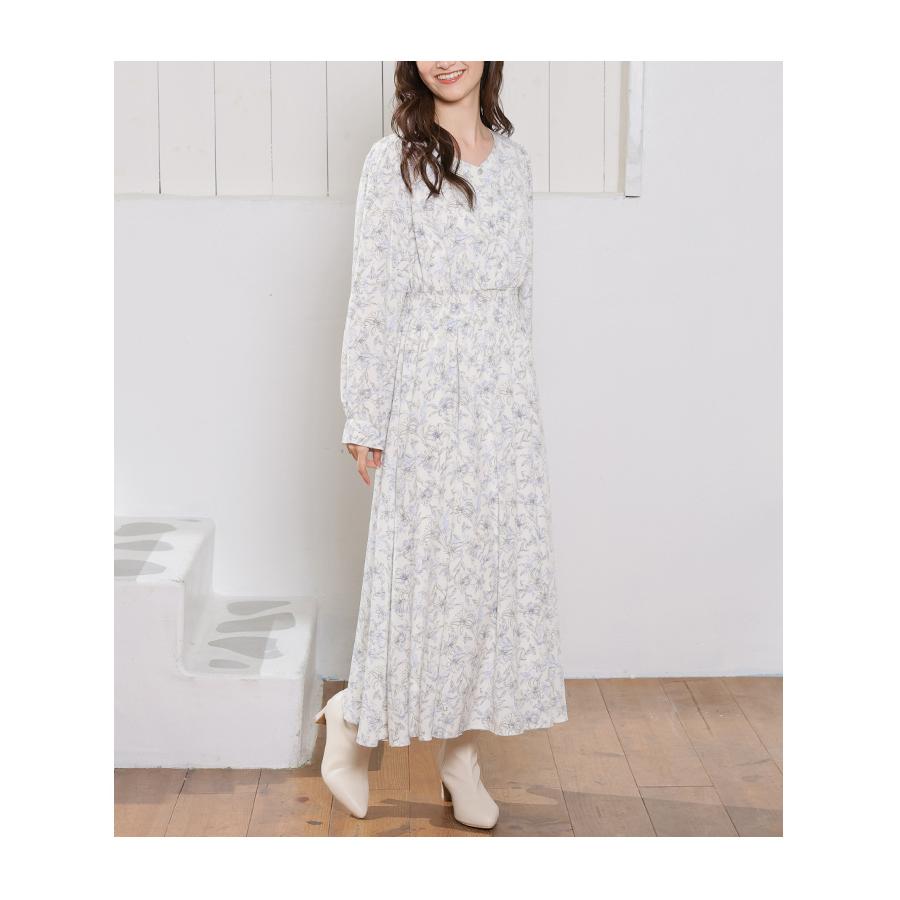 花柄ロングワンピース 長袖 ホワイト 楽天市場】花柄 ワンピース 長袖 サテン レディース フラワー