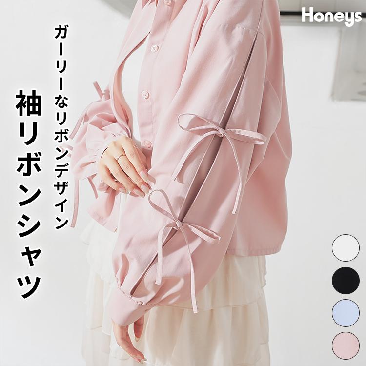 Honeys（ハニーズ） トップス ブラウス 長袖 リボン付き レギュラー