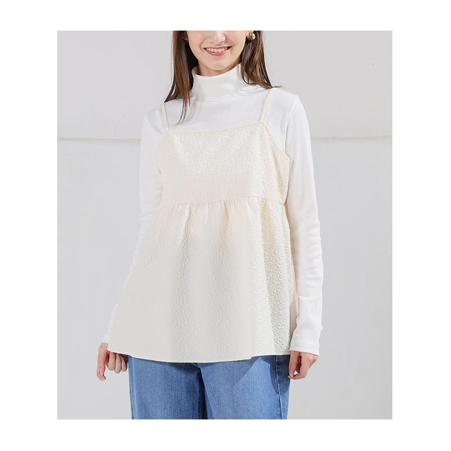 Honeys トップス キャミソール レイヤード 重ね着 フレア 無地