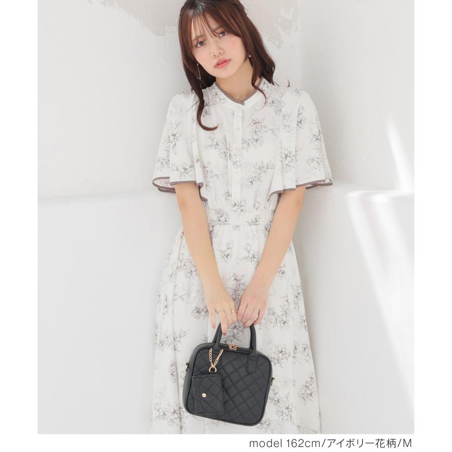 Honeys（ハニーズ） ワンピース 半袖 ひざ丈 大きいサイズ フレア袖 花