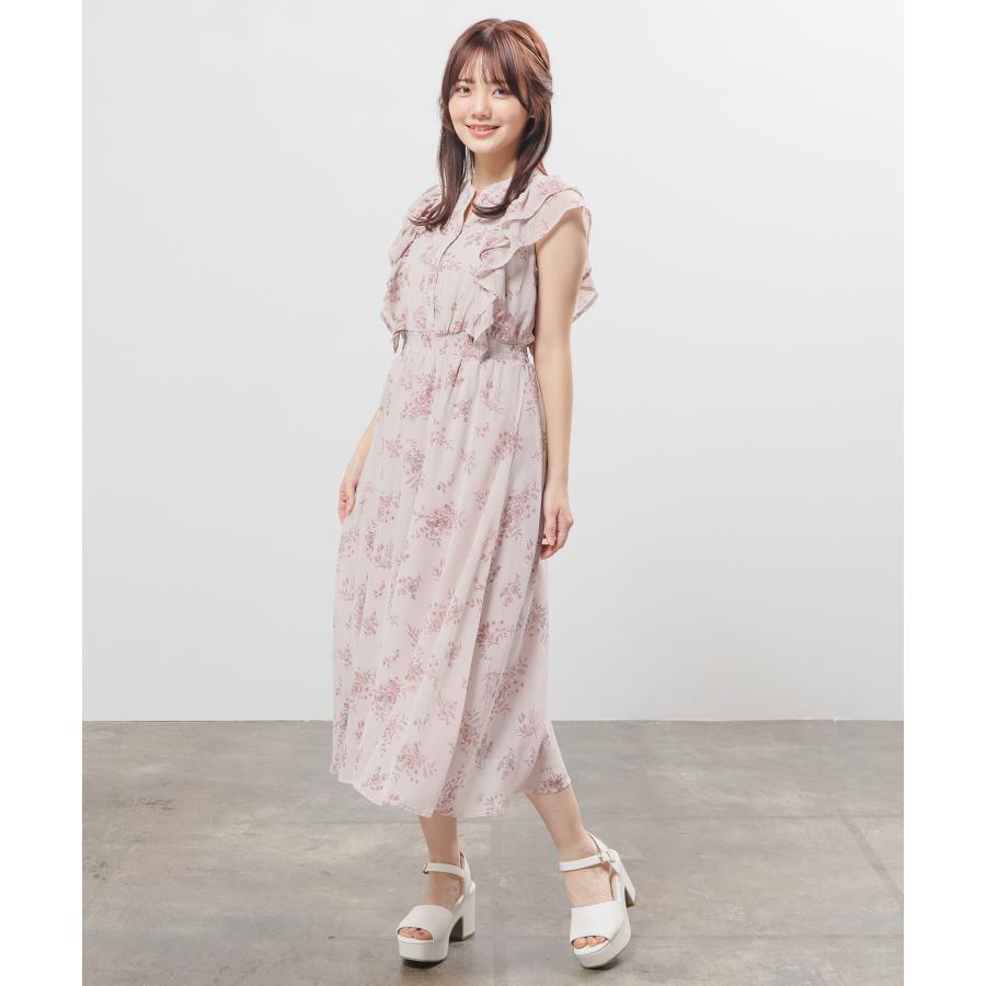 Honeys（ハニーズ） ワンピース 半袖 ロング丈 大きいサイズ フリル 花