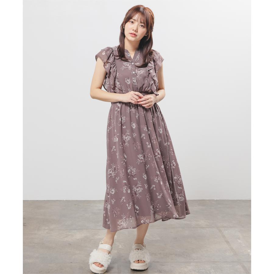 Honeys（ハニーズ） ワンピース 半袖 ロング丈 大きいサイズ フリル 花