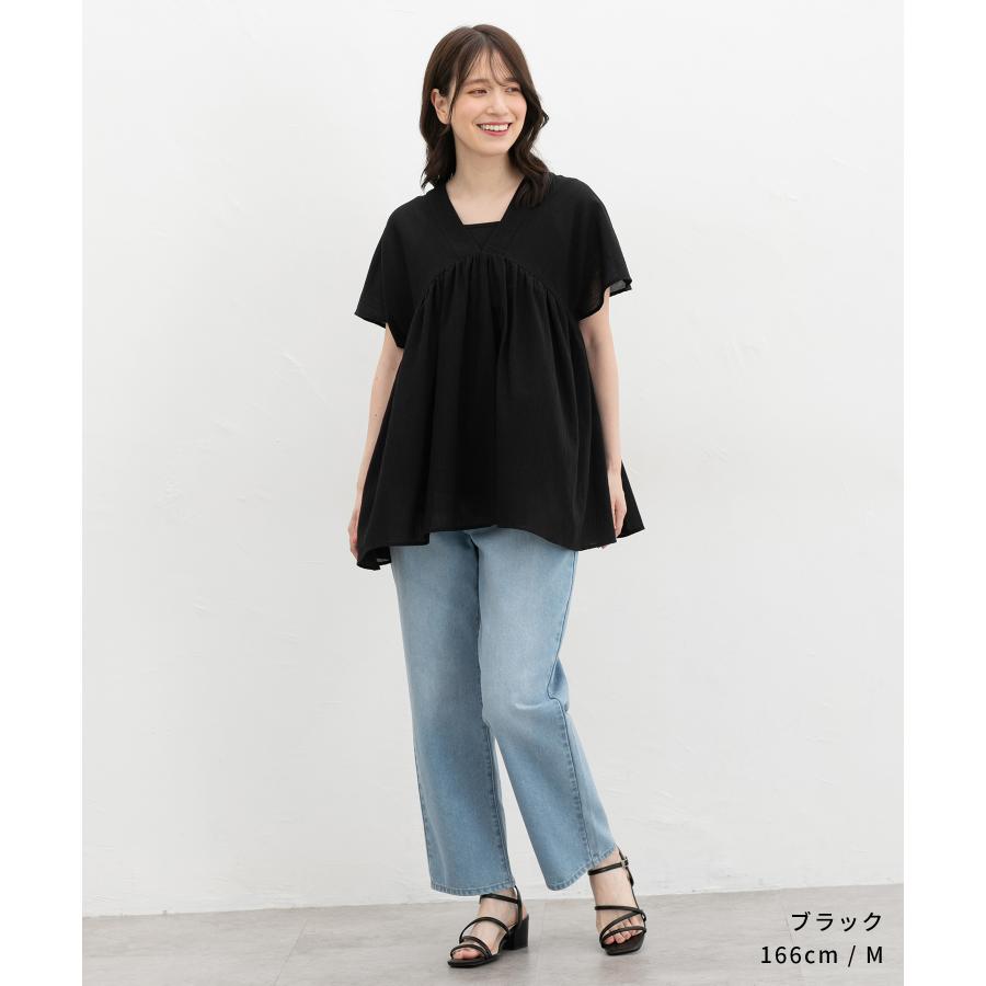 Honeys（ハニーズ） トップス ブラウス 半袖 チュニック Vネック