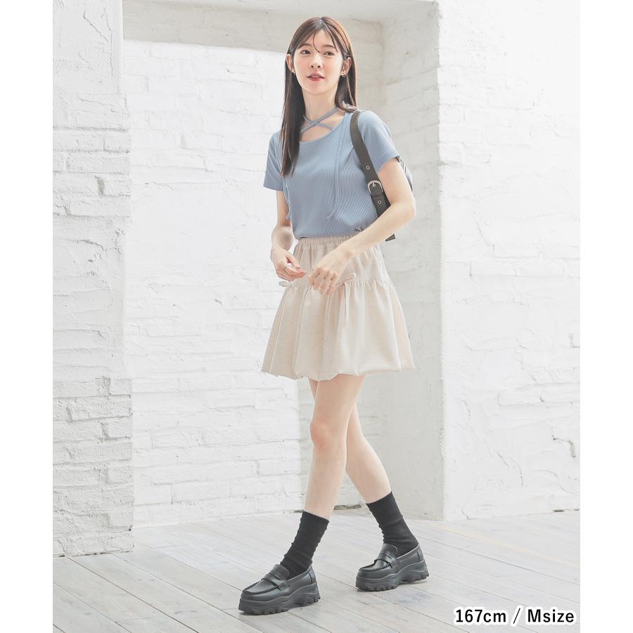 アイボリー バルーンミニスカート DAY CLOSET スカート レディース ゆるかわシルエットリボンバルーン
