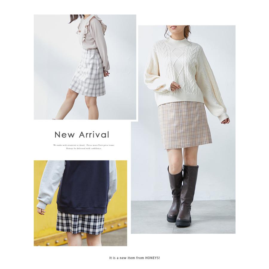 スカート 台形スカート ミニスカート チェック ゴム 美脚 ツイル ストレッチ レディース 秋 冬 Honeys ハニーズ 台形スカート ハニーズ Paypayモール店 通販 Paypayモール