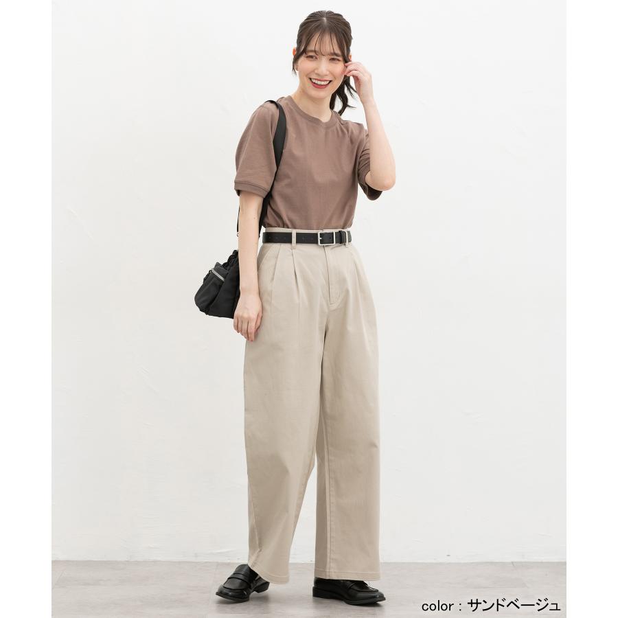 ダークブラウン コットン混紡 チノパン ベルト付き Honeys（ハニーズ） ボトムス パンツ チノパン ワイドパンツ