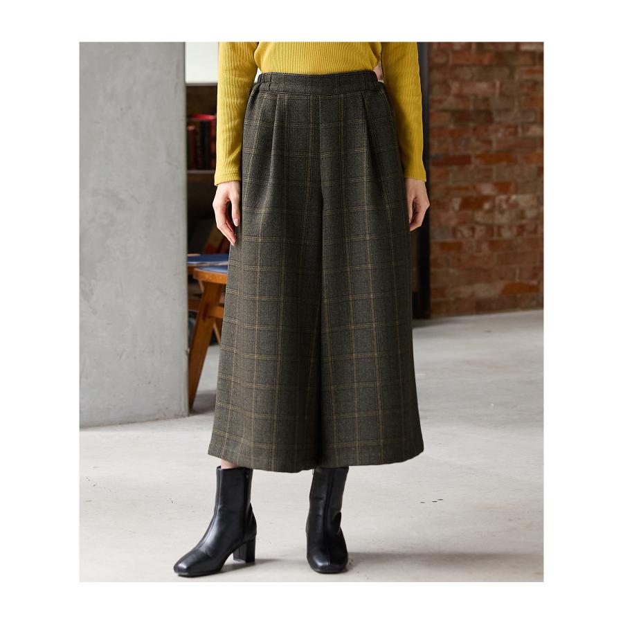 Honeys ボトムス パンツ ガウチョパンツ チェック柄 ツイル素材