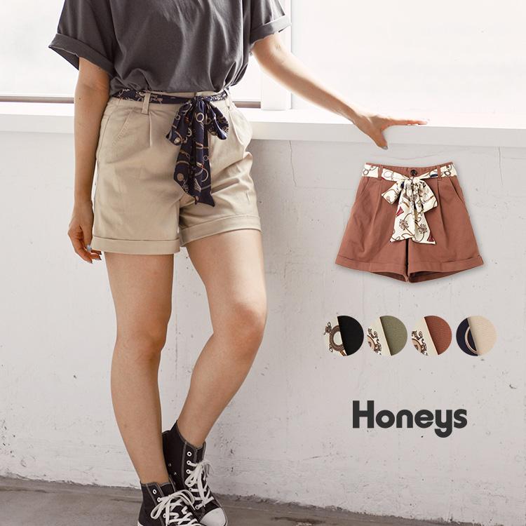 パンツ ショートパンツ 短パン レディース 大人 スカーフ リボン 春 夏 秋 冬 夏新作 Honeys ハニーズ ベルト付ショートパンツ ハニーズ オンラインショップ 通販 Paypayモール
