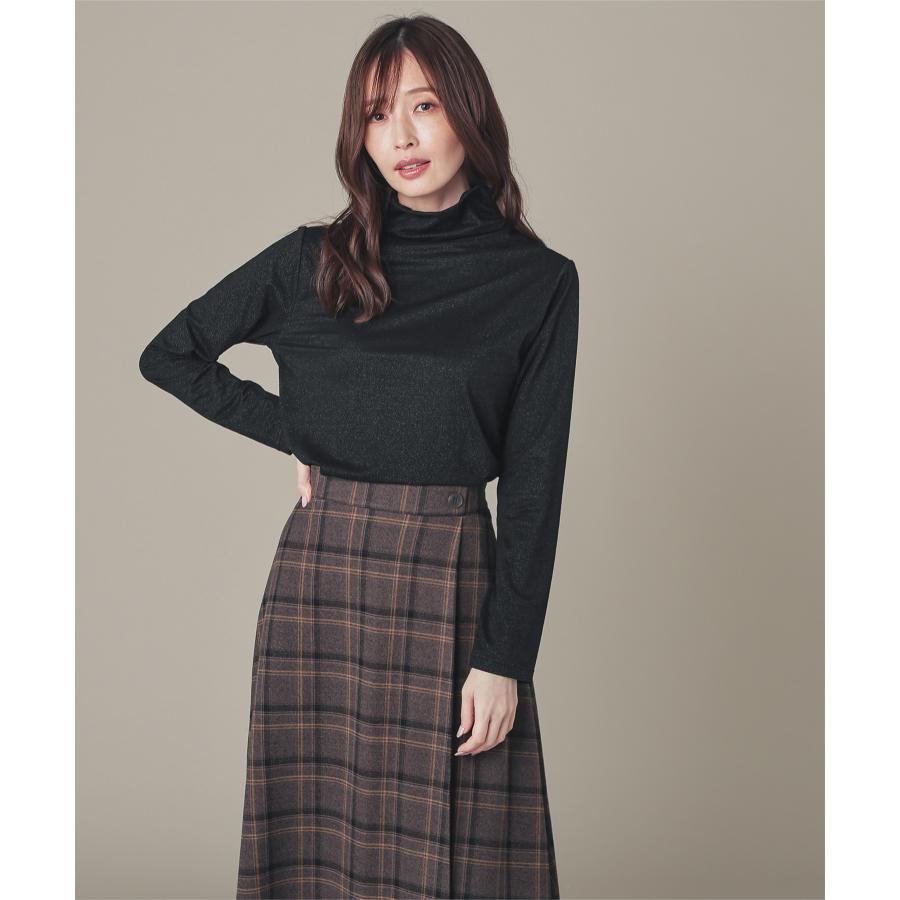 Honeys トップス カットソー 長袖 ハイネック ラメ糸入り