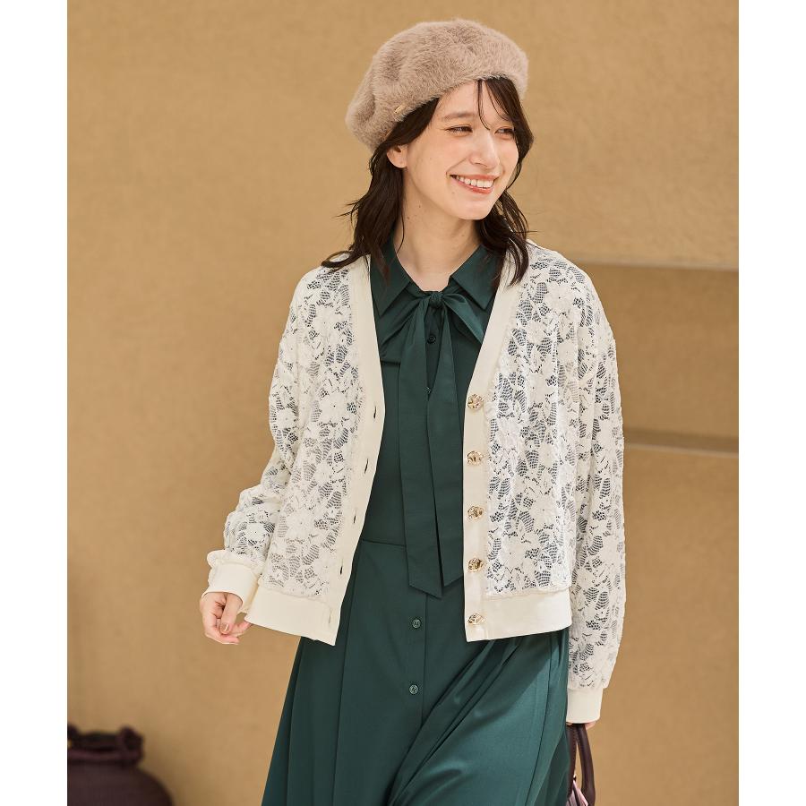 UNITED ARROWS 花柄レース ジップアップ長袖カーディガン Honeys（ハニーズ） トップス カーディガン 長袖 レース 花柄 Vネック