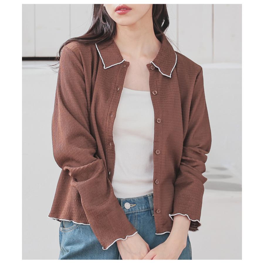 Honeys（ハニーズ） トップス 長袖 衿付き ストレッチ ジャカード